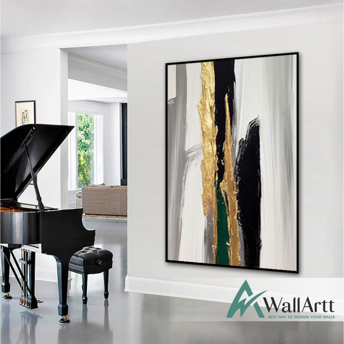 Dark Green II Abstract Textured Partial Oil Painting