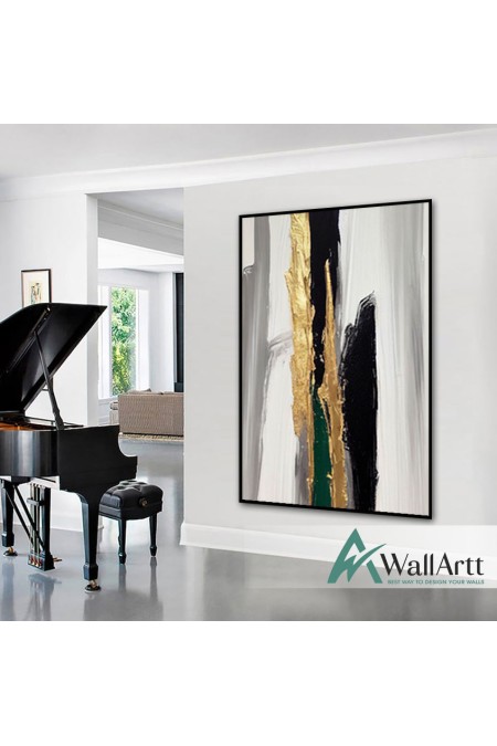 Dark Green II Abstract Textured Partial Oil Painting