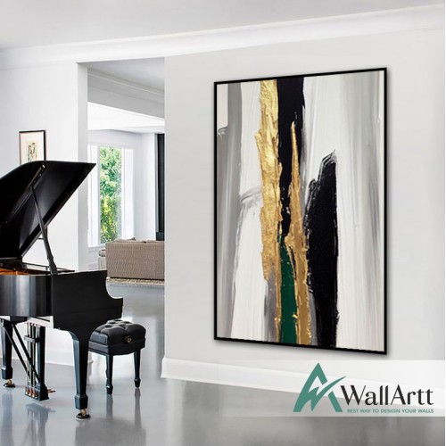 Dark Green II Abstract Textured Partial Oil Painting