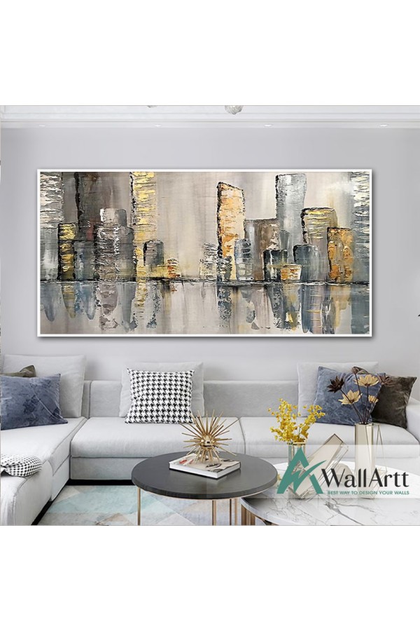 Gold Skyscrapers II Textured Partial Oil Painting