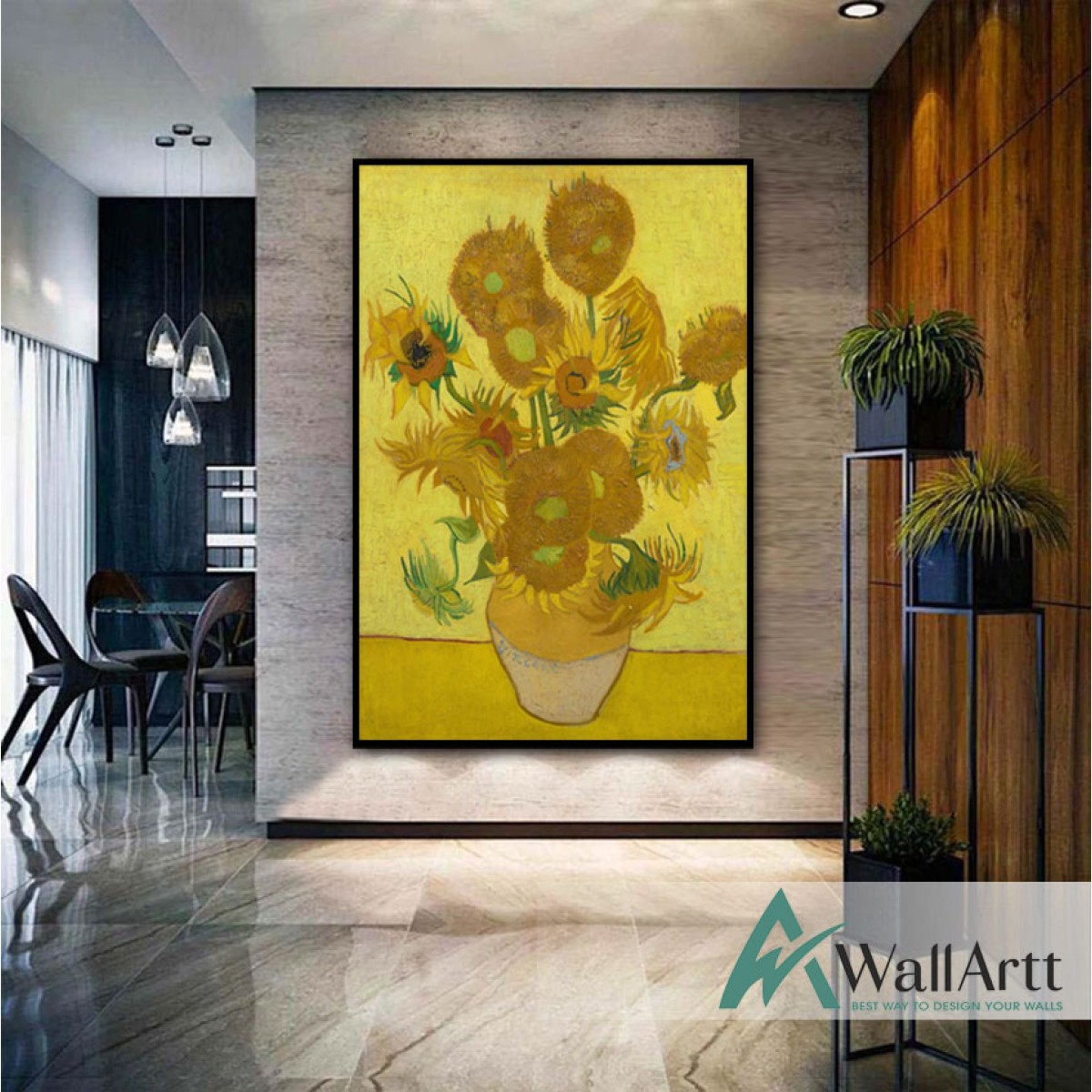 Sunflowers by Van Gogh Textured Partial Oil Painting