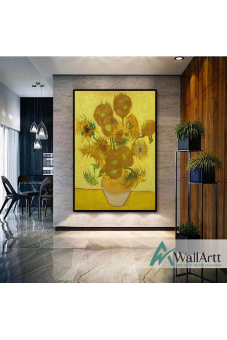 Sunflowers by Van Gogh Textured Partial Oil Painting