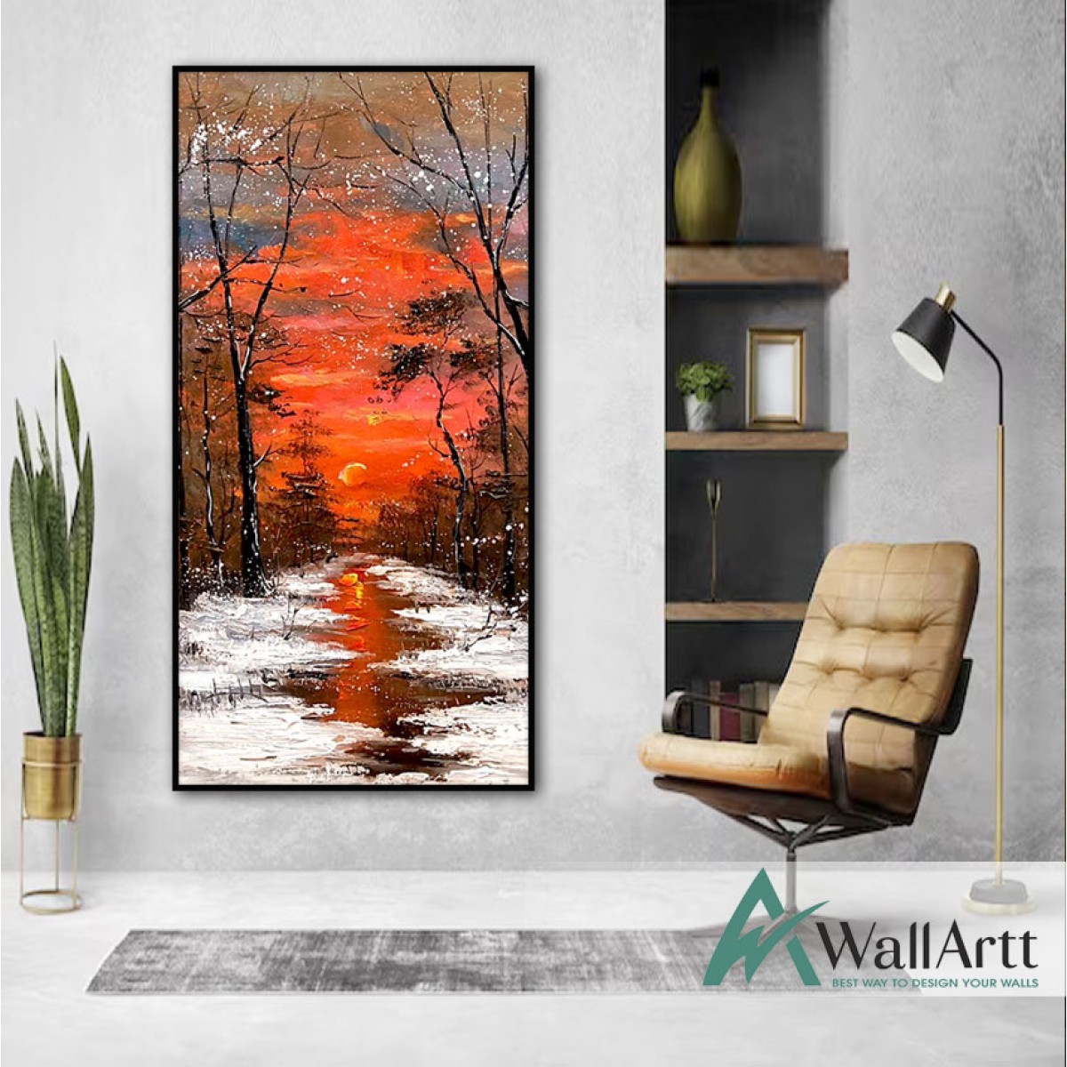 Orange Forest Textured Partial Oil Painting