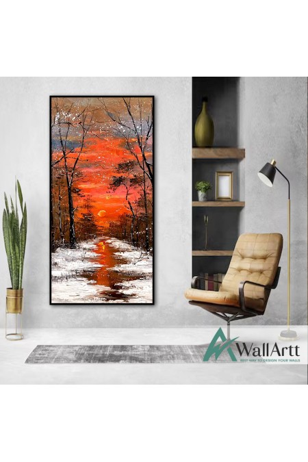 Orange Forest Textured Partial Oil Painting