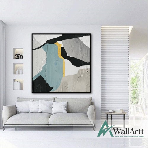 Abstract Blue Black II Textured Partial Oil Painting