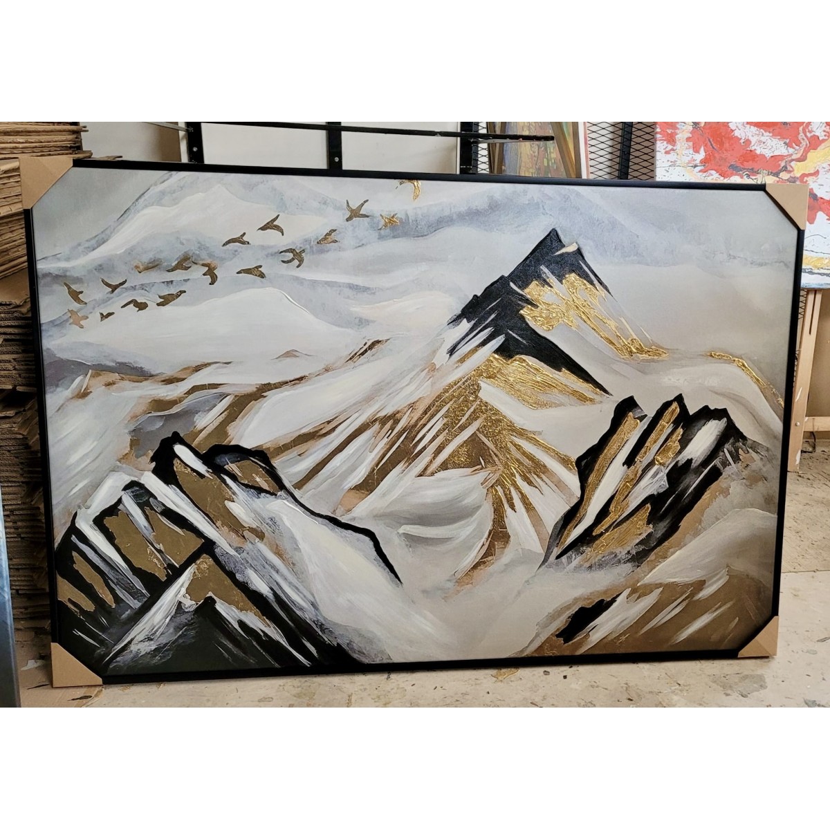 Mountain Under Snow Textured Partial Oil Painting