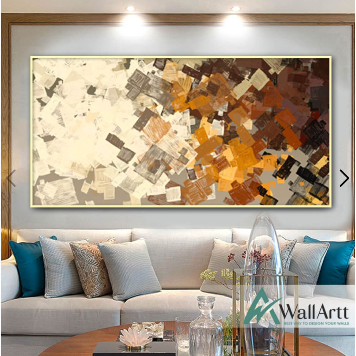Beige Brown Abstact Textured Partial Oil Painting
