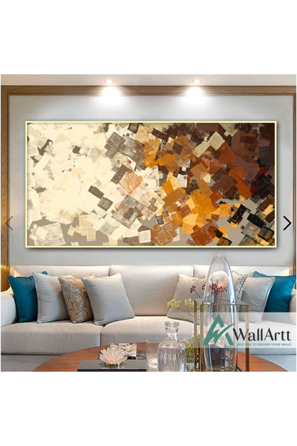 Beige Brown Abstract Textured Partial Oil Painting