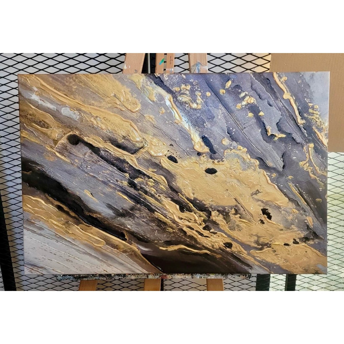 Gold Splash Textured Partial Oil Painting