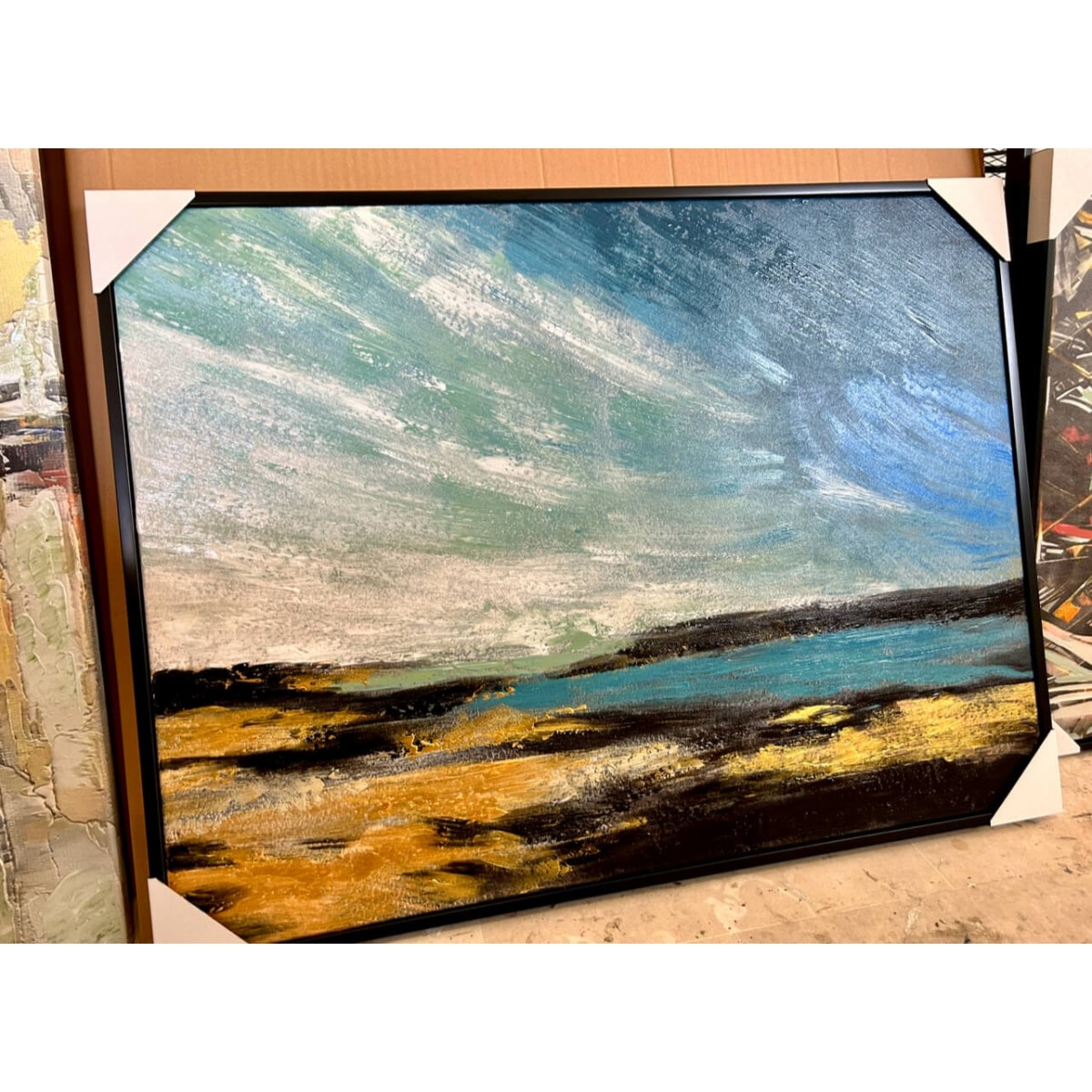 Gold View Abstract Textured Partial Oil Painting