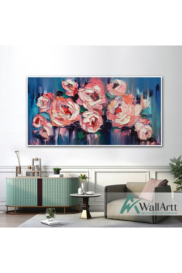 Bunch of Roses 3D Heavy Textured Partial oil Painting