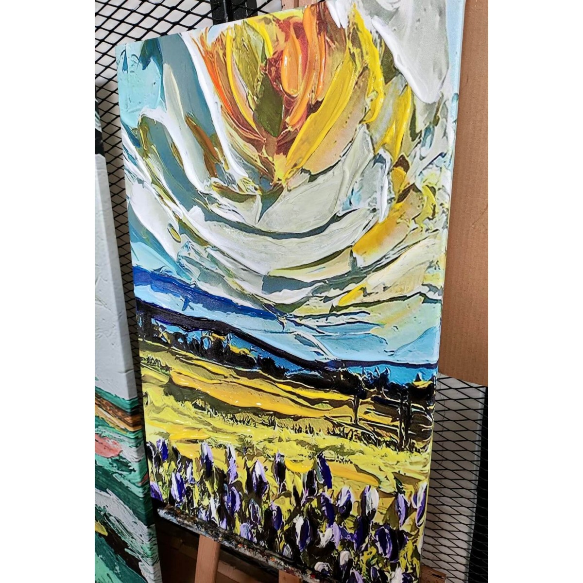 Abstract Sunny Day 3d Heavy Textured Partial Oil Painting