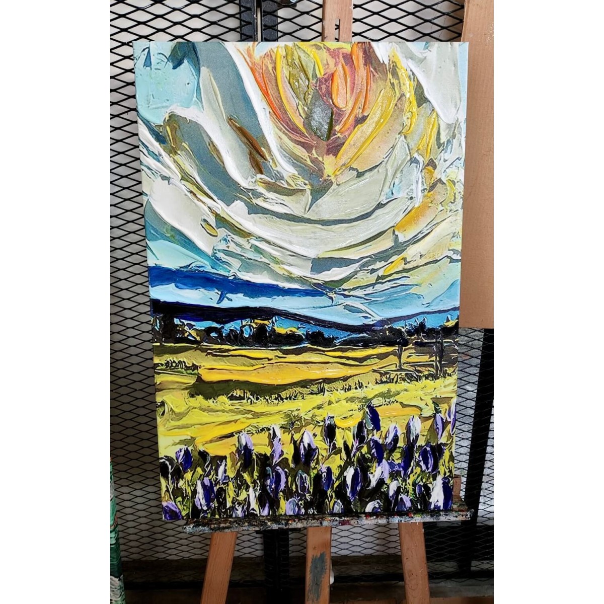 Abstract Sunny Day 3d Heavy Textured Partial Oil Painting