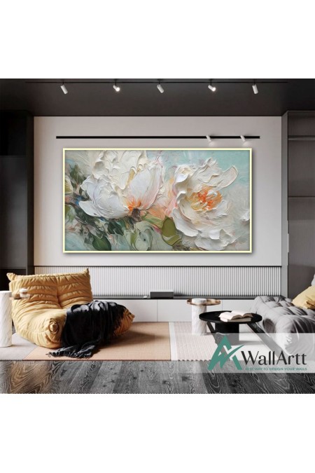 2 Offwhite Flower 3d Heavy Textured Partial Oil Painting