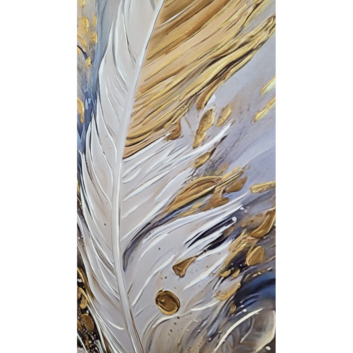 Gold Feather II 3d Heavy Textured Partial Oil Painting