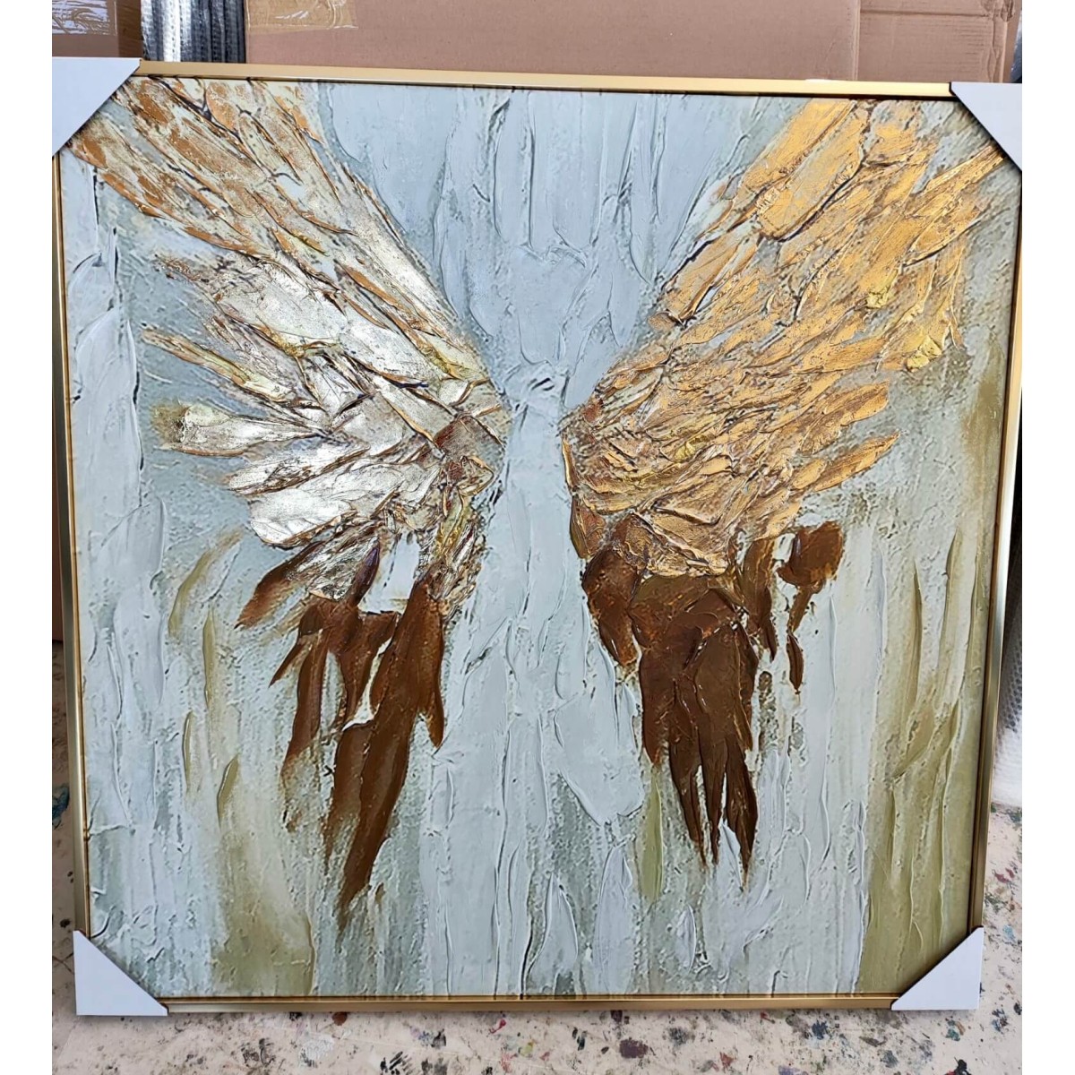 Golden Wings II 3d Heavy Textured Partial Oil Painting