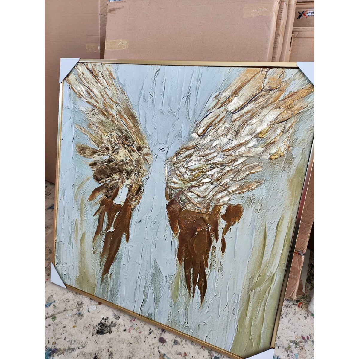 Golden Wings II 3d Heavy Textured Partial Oil Painting