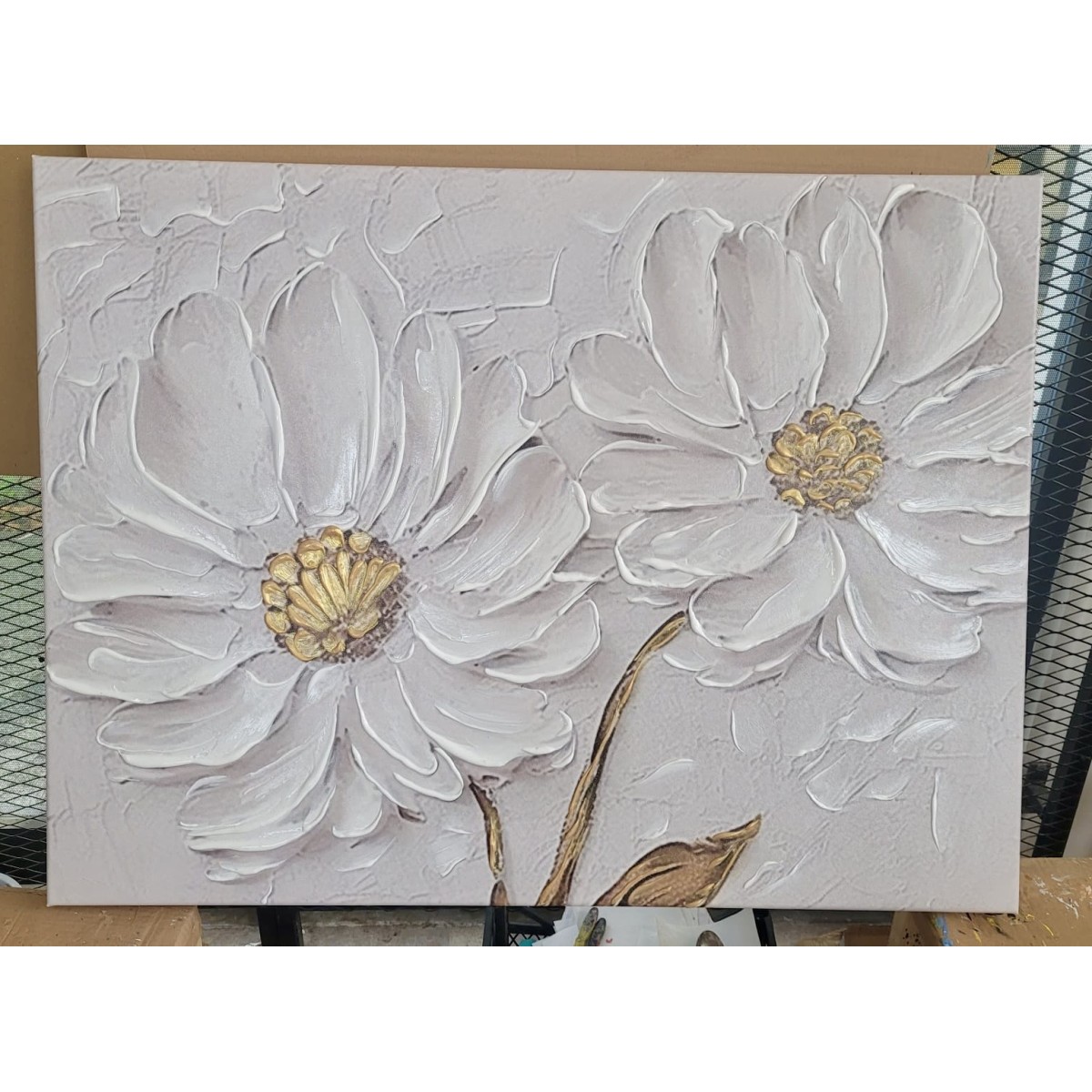 Golden Daisy 3d Heavy Textured Partial Oil Painting