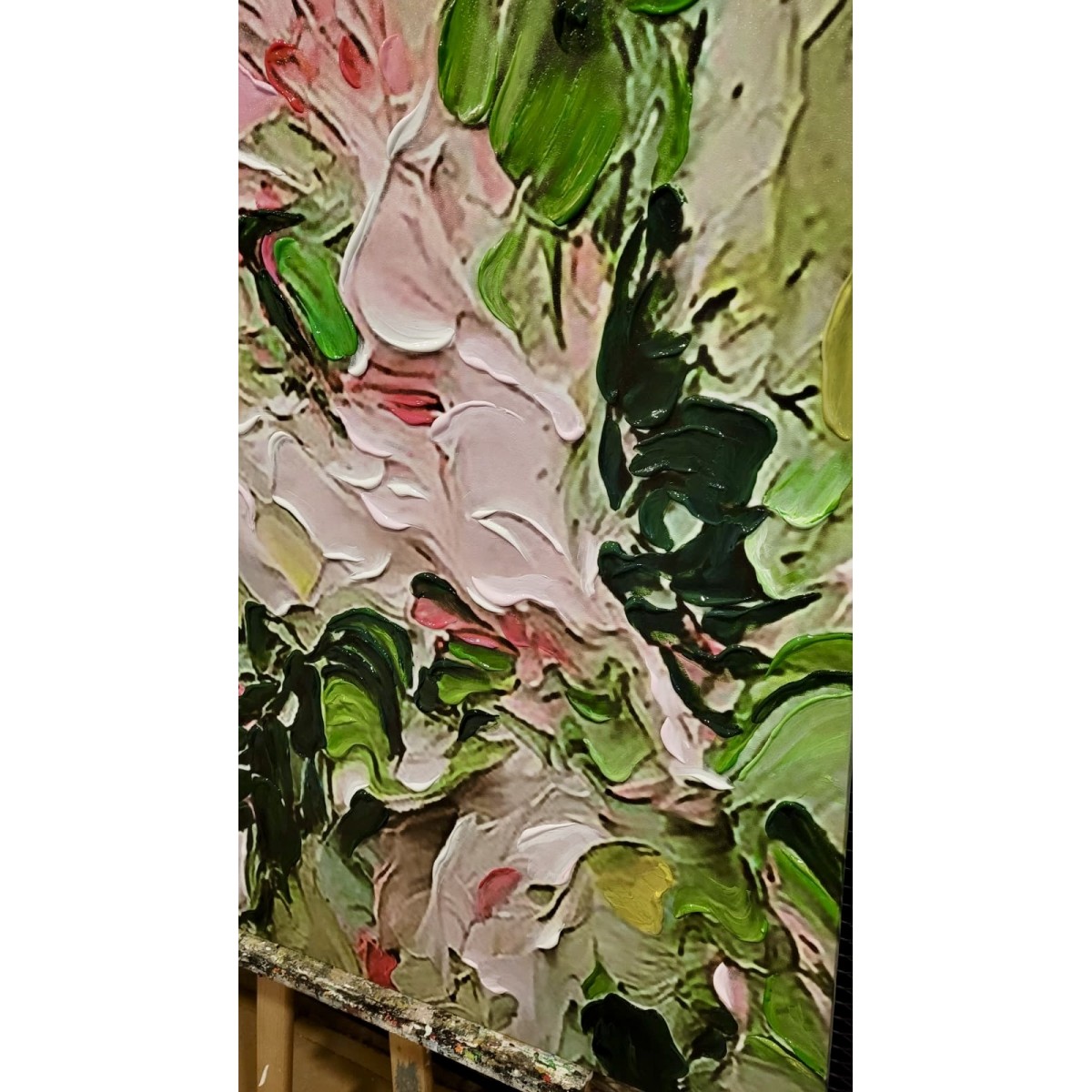Cream Flowers 3d Heavy Textured Partial Oil Painting