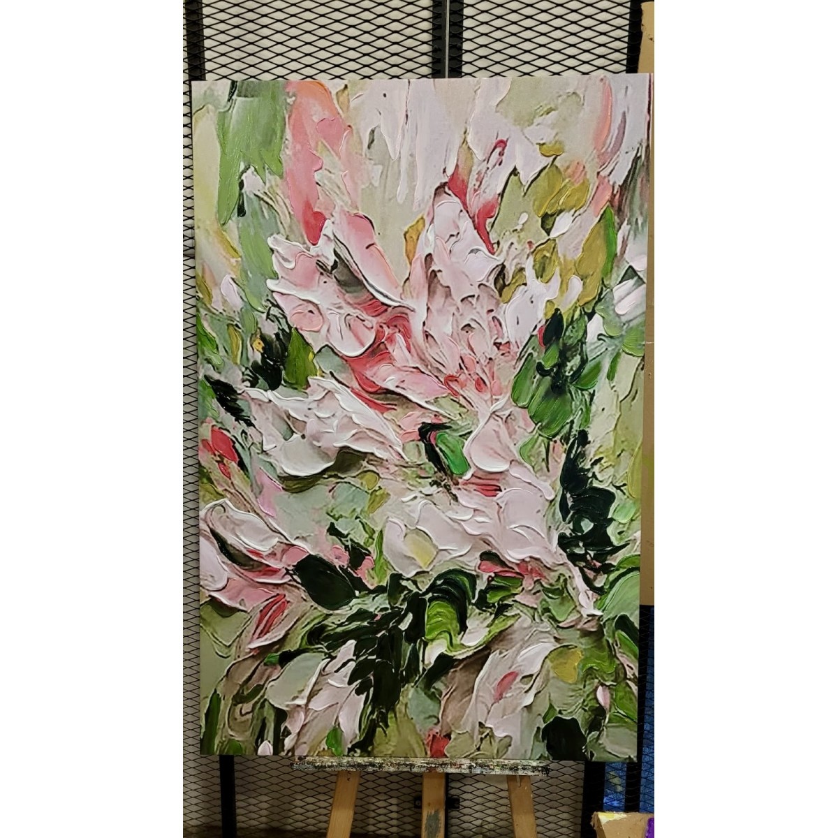 Cream Flowers 3d Heavy Textured Partial Oil Painting