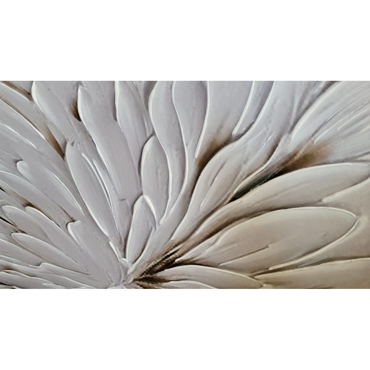Enbossed Cream Flower 3d Heavy Textured Partial Oil Painting