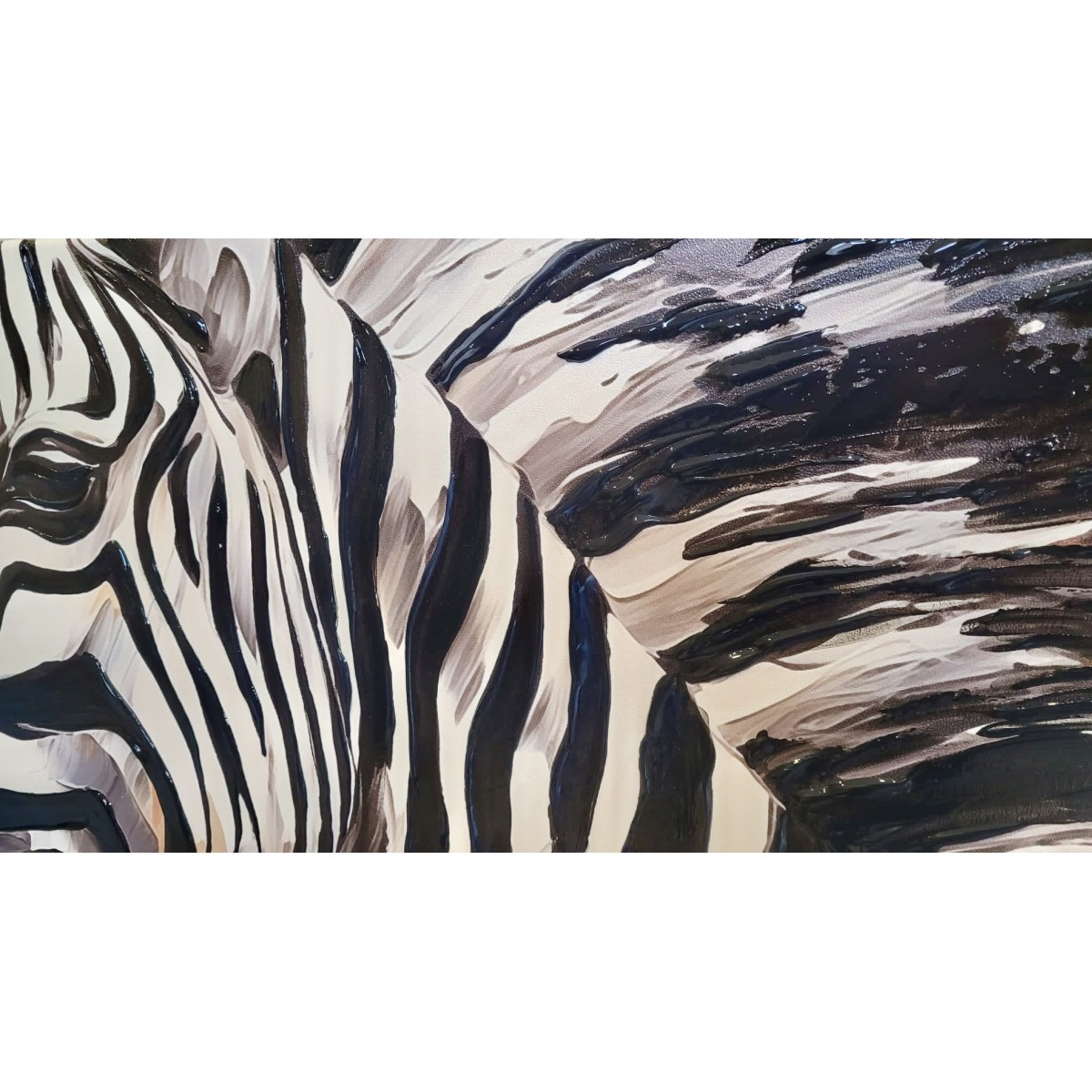 Orange Zebra 3d Heavy Textured Partial Oil Painting