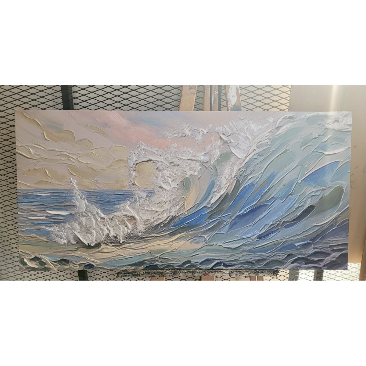 Abstract Waves IV 3D Heavy Textured Partial oil Painting
