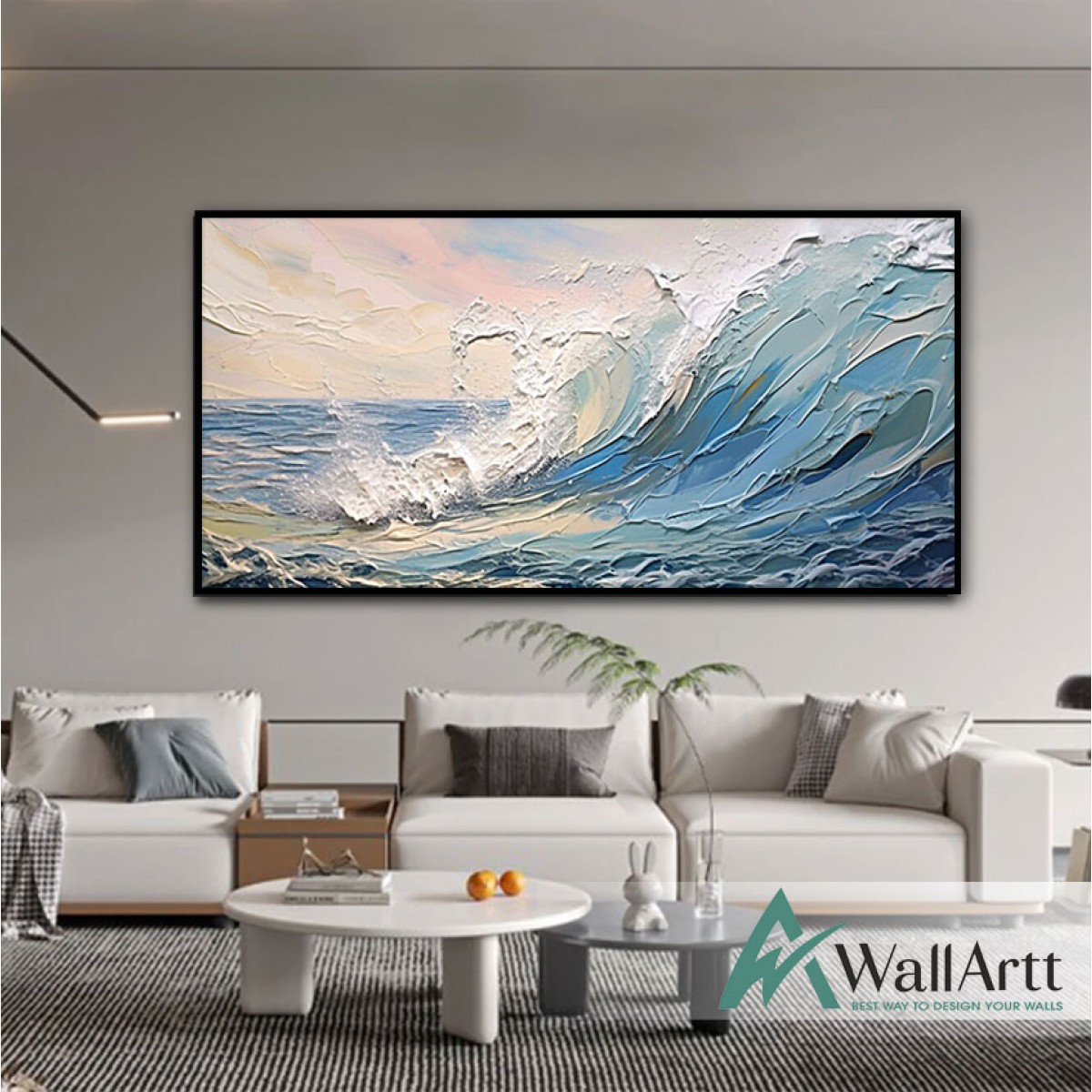 Abstract Waves IV 3D Heavy Textured Partial oil Painting