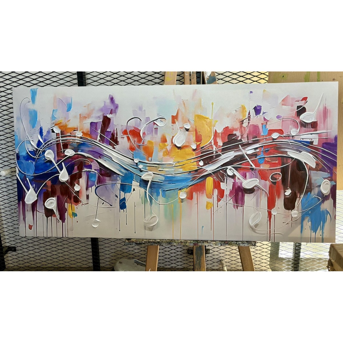 Abstract Colorful Notes 3d Heavy Textured Partial oil Painting