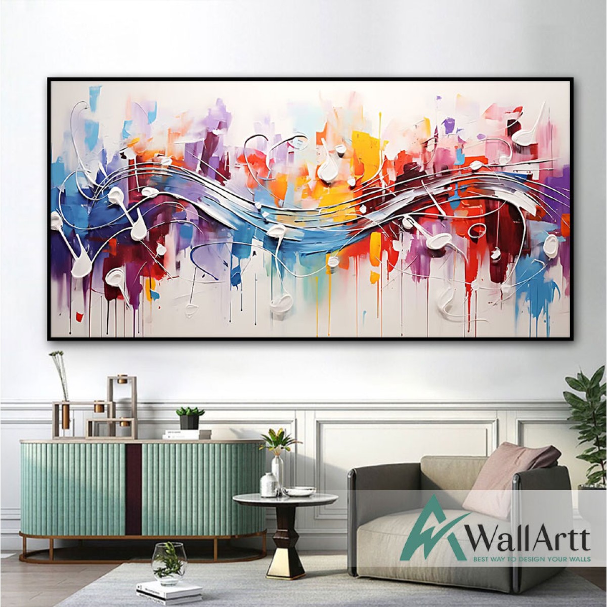 Abstract Colorful Notes 3d Heavy Textured Partial oil Painting