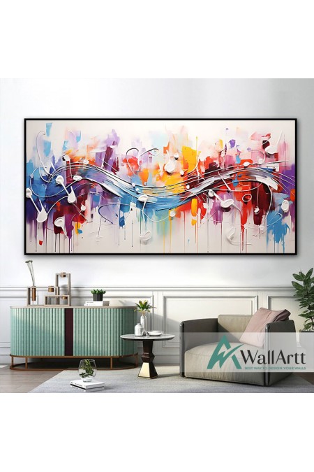 Abstract Colorful Notes 3d Heavy Textured Partial oil Painting