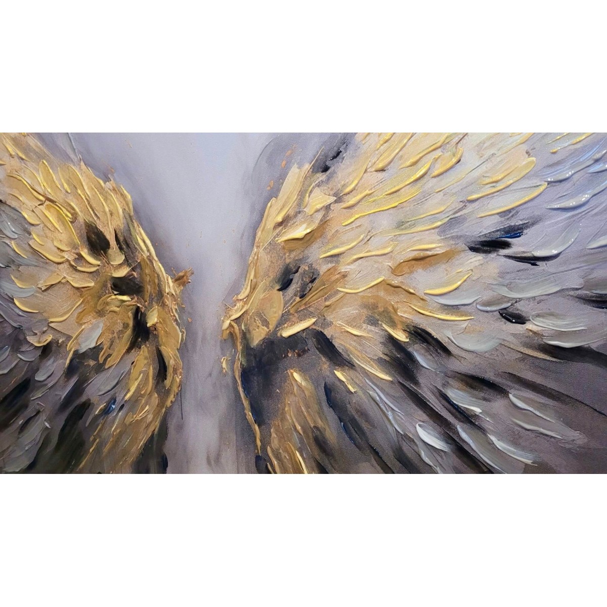 Golden Wings 3d III Heavy Textured Partial Oil Painting