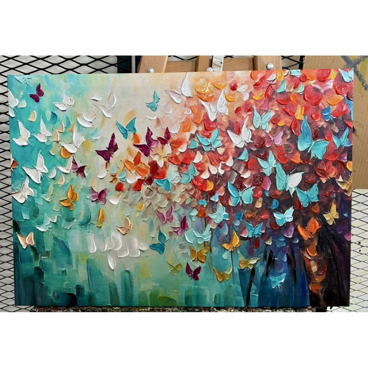 Colorful Butterflies 3D Heavy Textured Partial Oil Painting