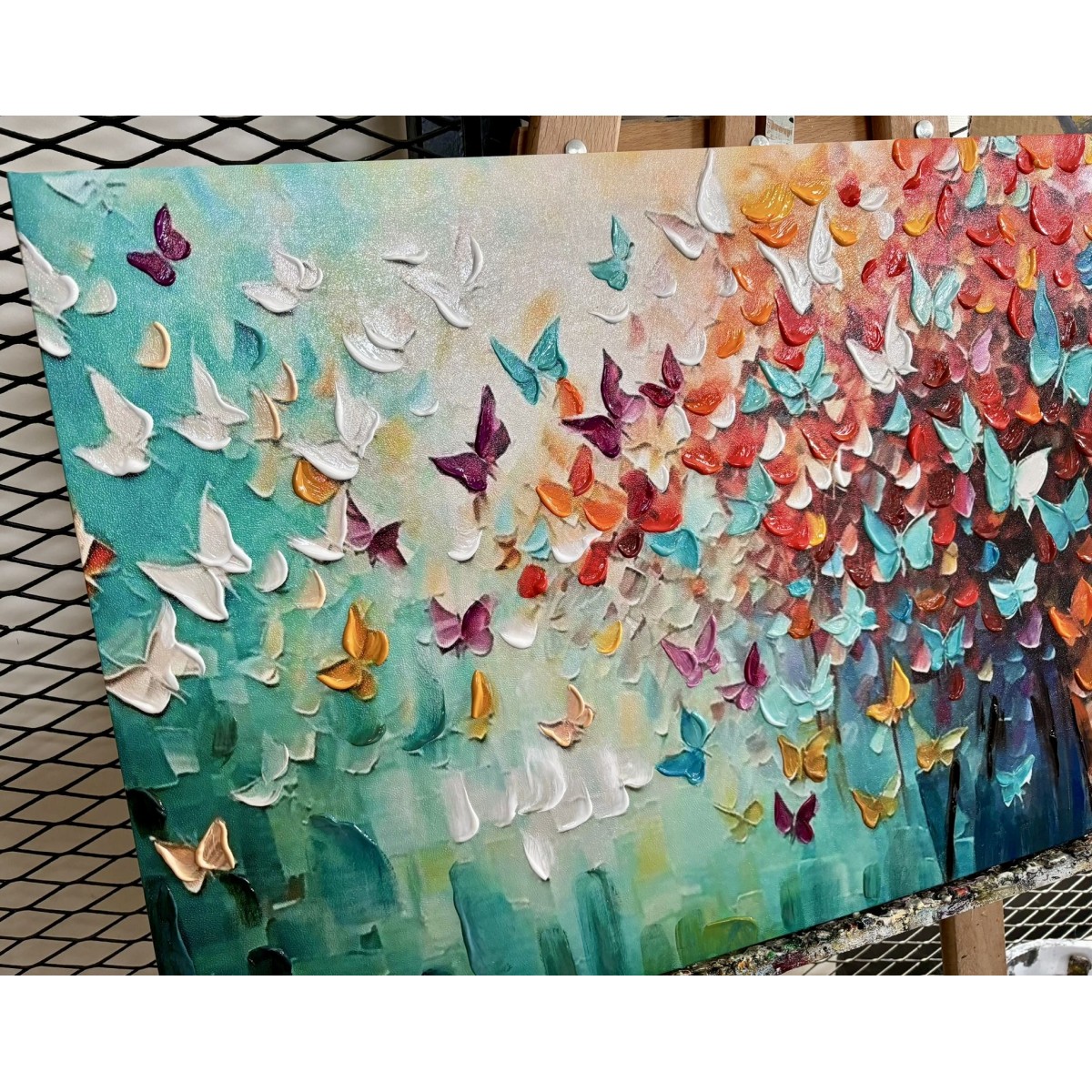 Colorful Butterflies 3D Heavy Textured Partial Oil Painting