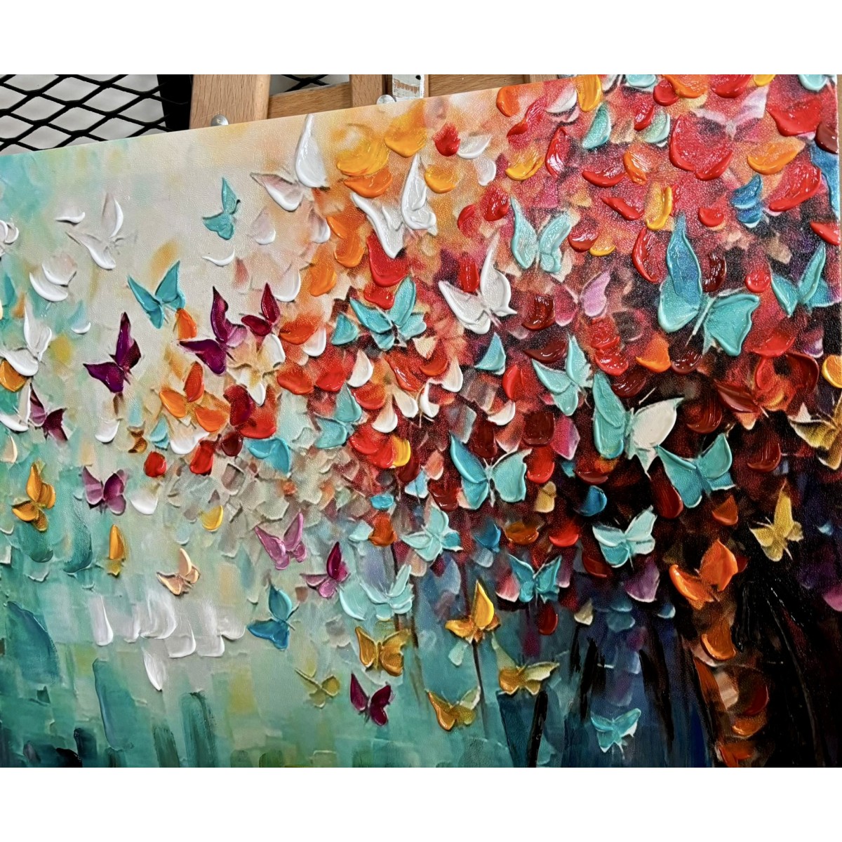 Colorful Butterflies 3D Heavy Textured Partial Oil Painting