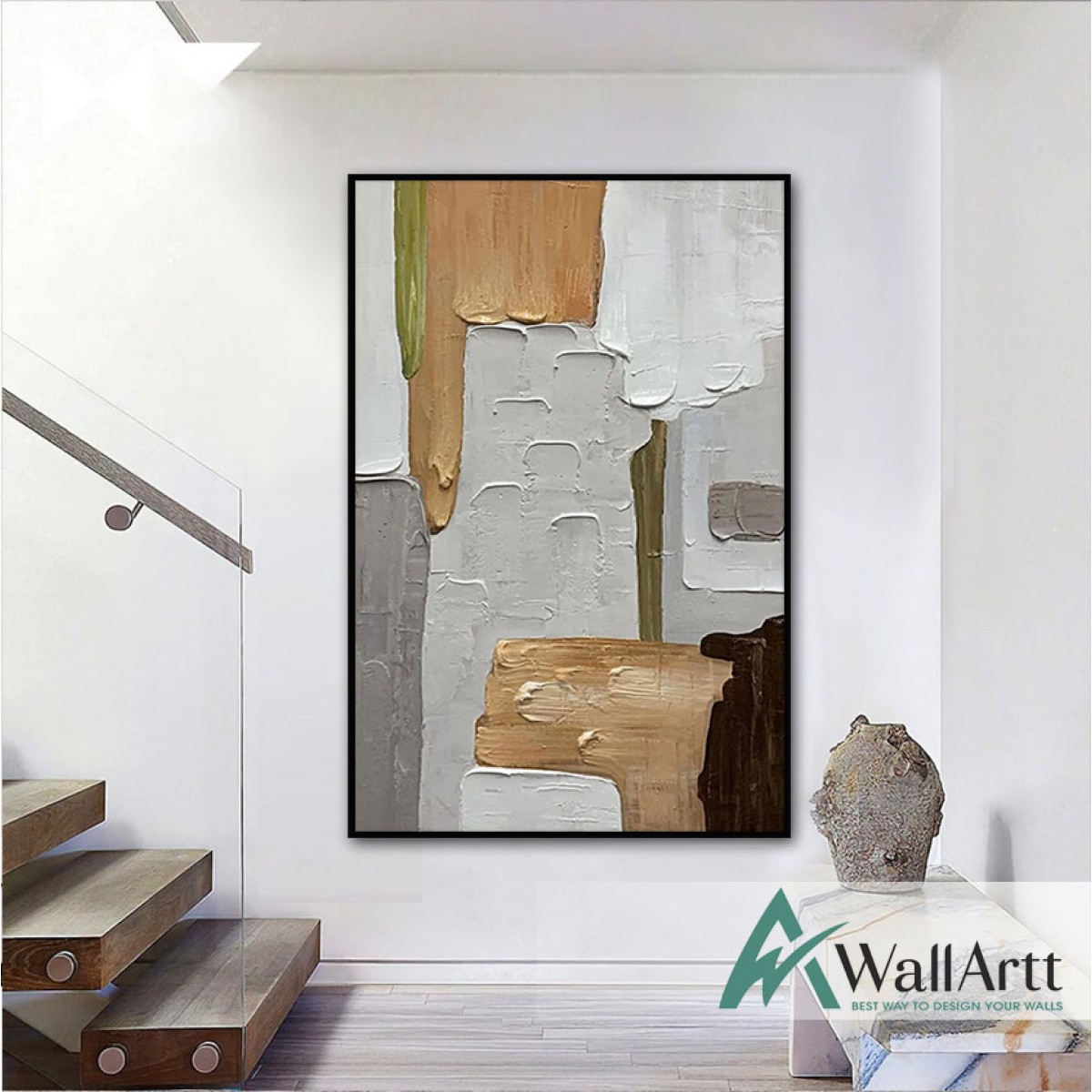 Abstract Soft Colors 3D Heavy Textured Partial Oil Painting