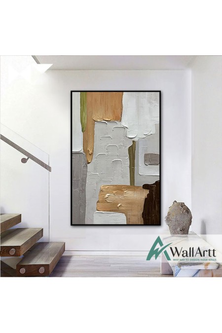 Abstract Soft Colors 3D Heavy Textured Partial Oil Painting