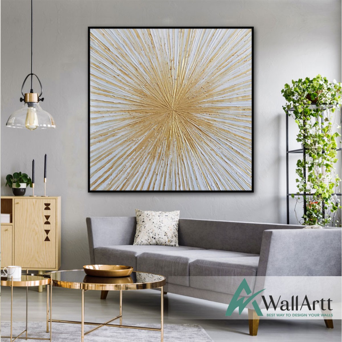 Gold Perspective 3D Heavy Textured Partial Oil Painting