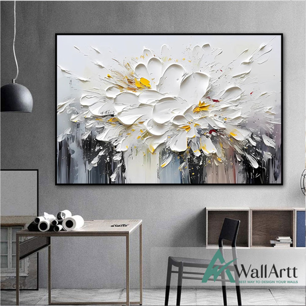 Flower Splash 3d Heavy Textured Partial Oil Painting