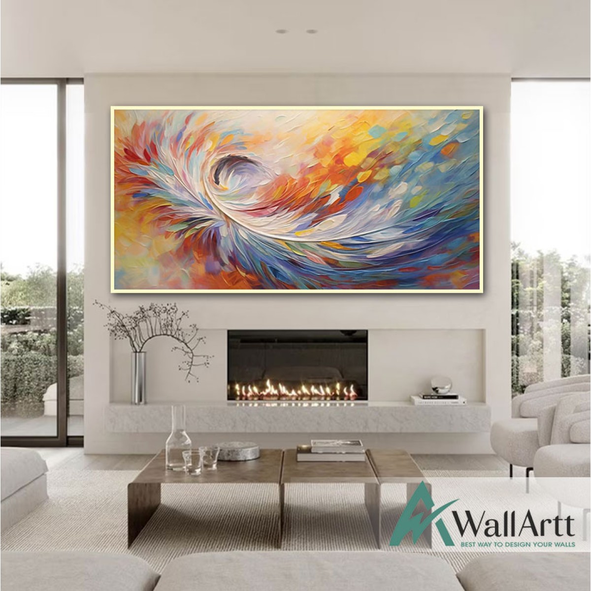 Abstract Colorful Feather II 3d Heavy Textured Partial Oil Painting