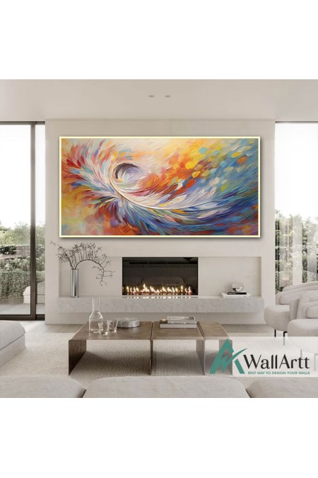Abstract Colorful Feather II 3d Heavy Textured Partial Oil Painting
