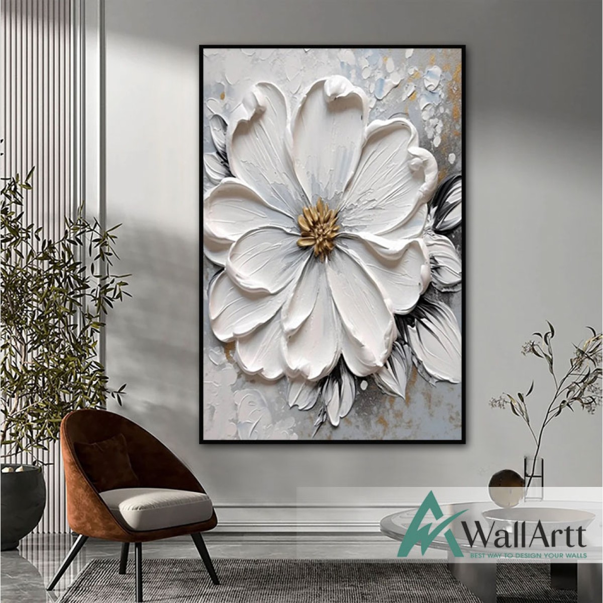 White Beauty II 3D Heavy Textured Partial Oil Painting