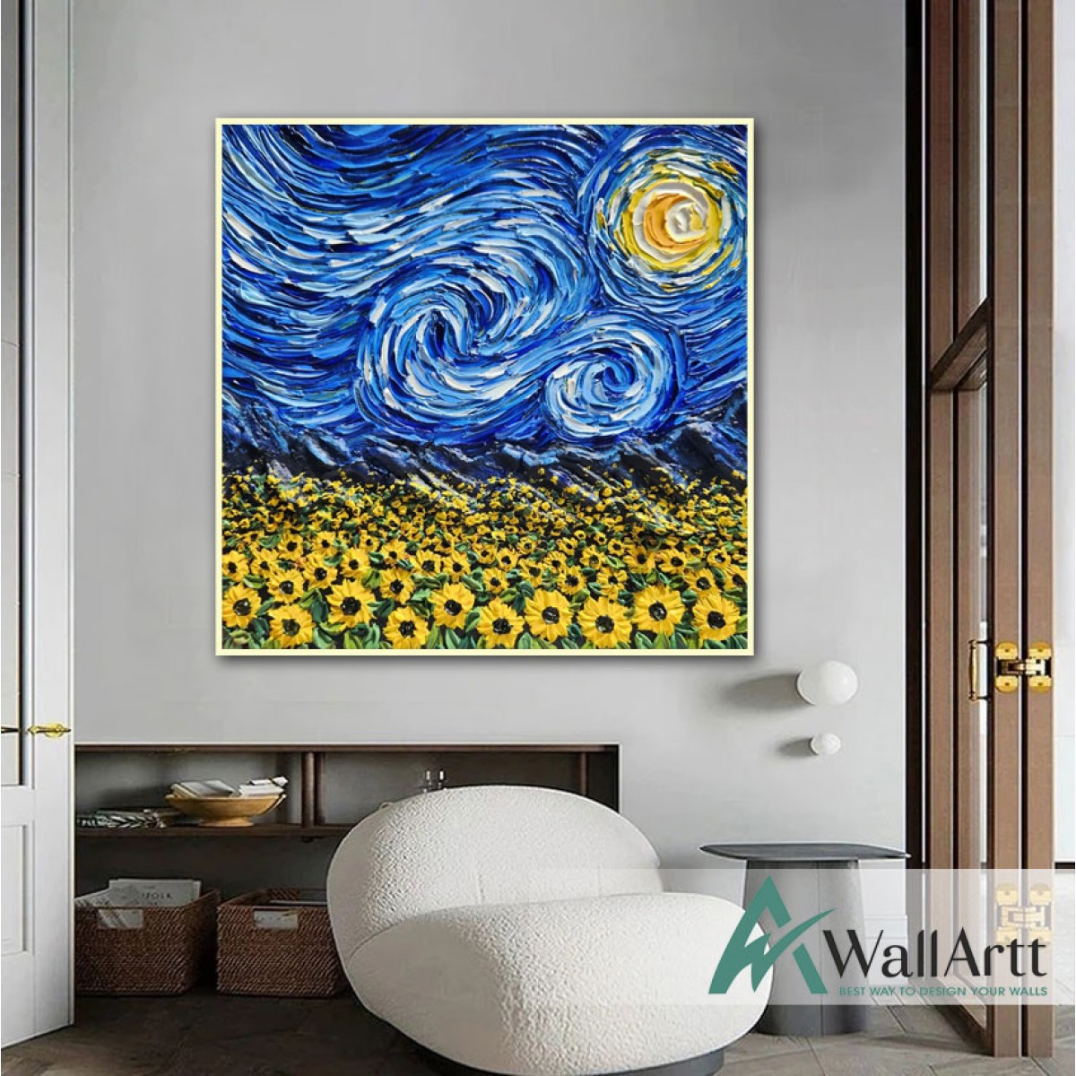 Sunflower Field 3d Heavy Textured Partial Oil Painting