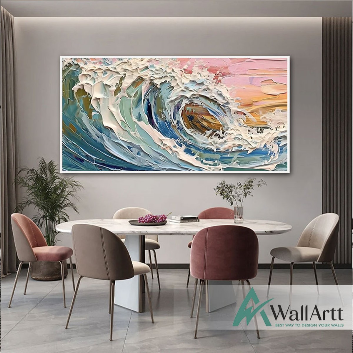 Abstract Waves III 3D Heavy Textured Partial oil Painting