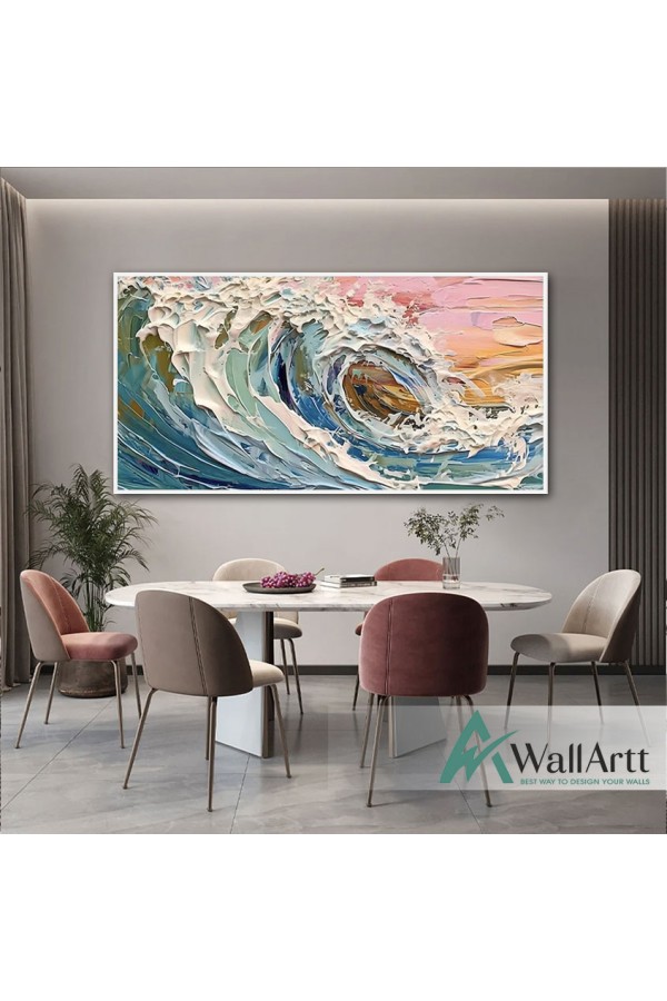 Abstract Waves III 3D Heavy Textured Partial oil Painting