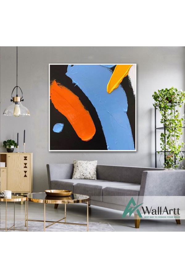Blue Orange 3D Heavy Textured Partial Oil Painting