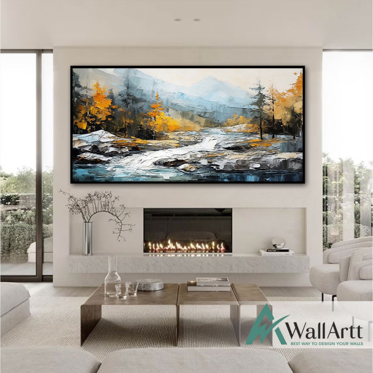 Frozen River 3D Heavy Textured Partial Oil Painting