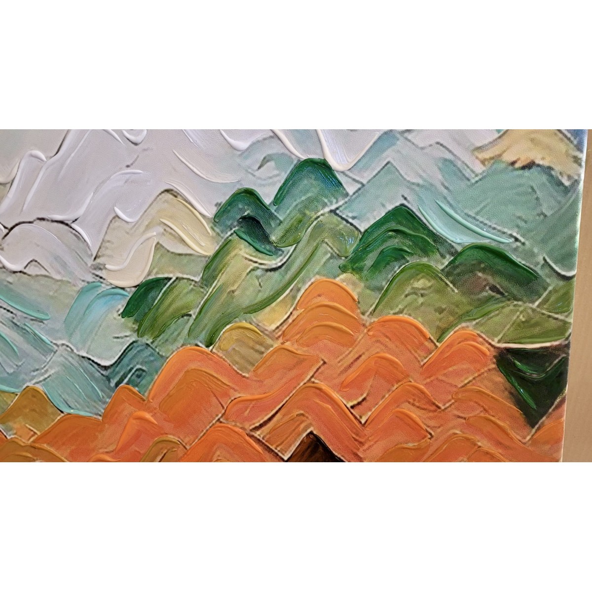 Orange Mountains 3D Heavy Textured Partial Oil Painting