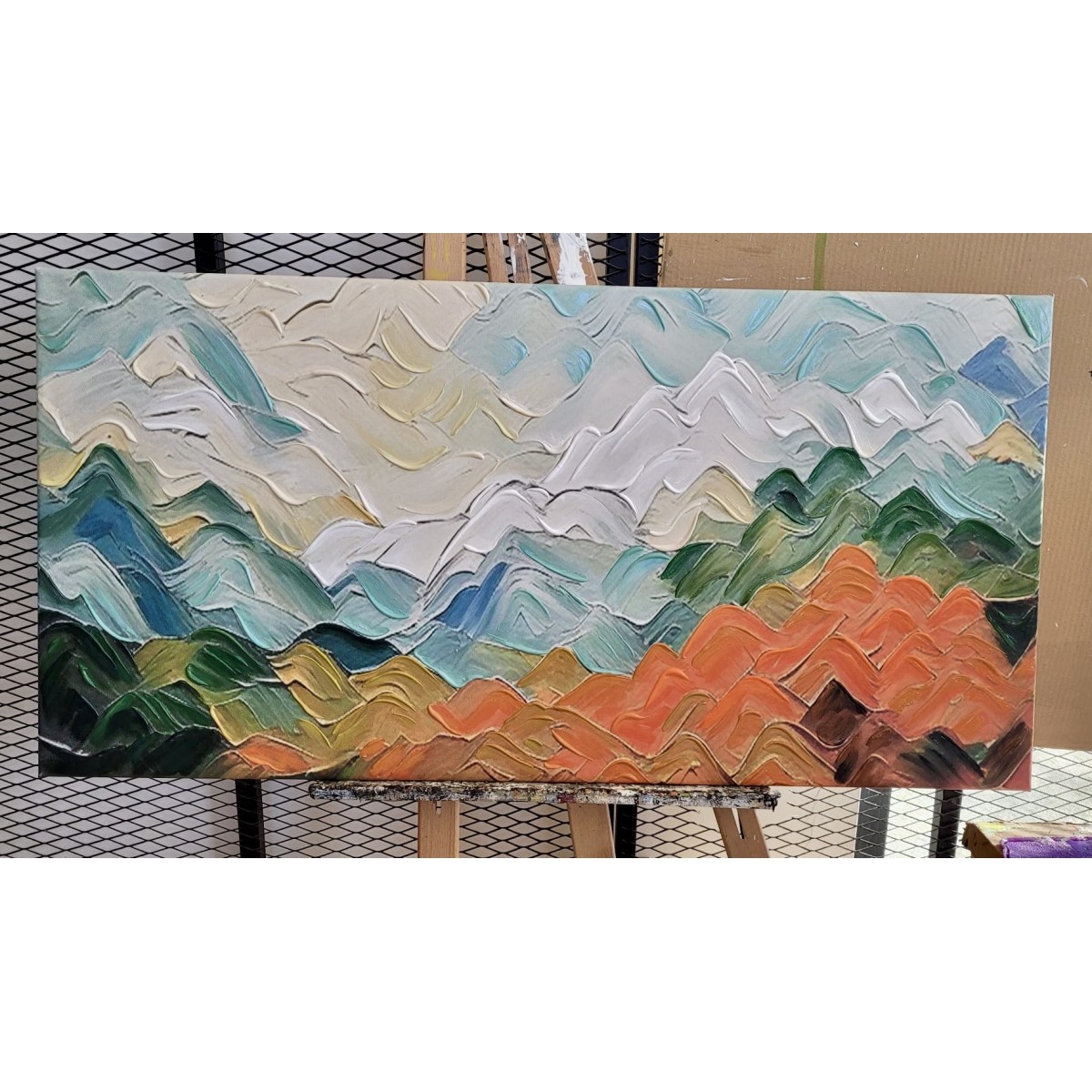 Orange Mountains 3D Heavy Textured Partial Oil Painting