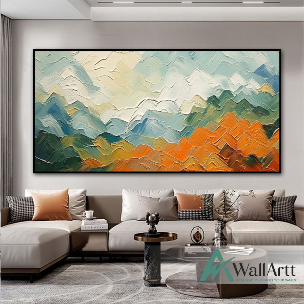 Orange Mountains 3D Heavy Textured Partial Oil Painting